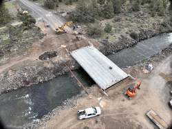 Construction progress at Smith Rock Way Bridge replacement project