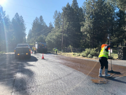 Slurry Seal application in Deschutes River Woods neighborhood, June 12 2025